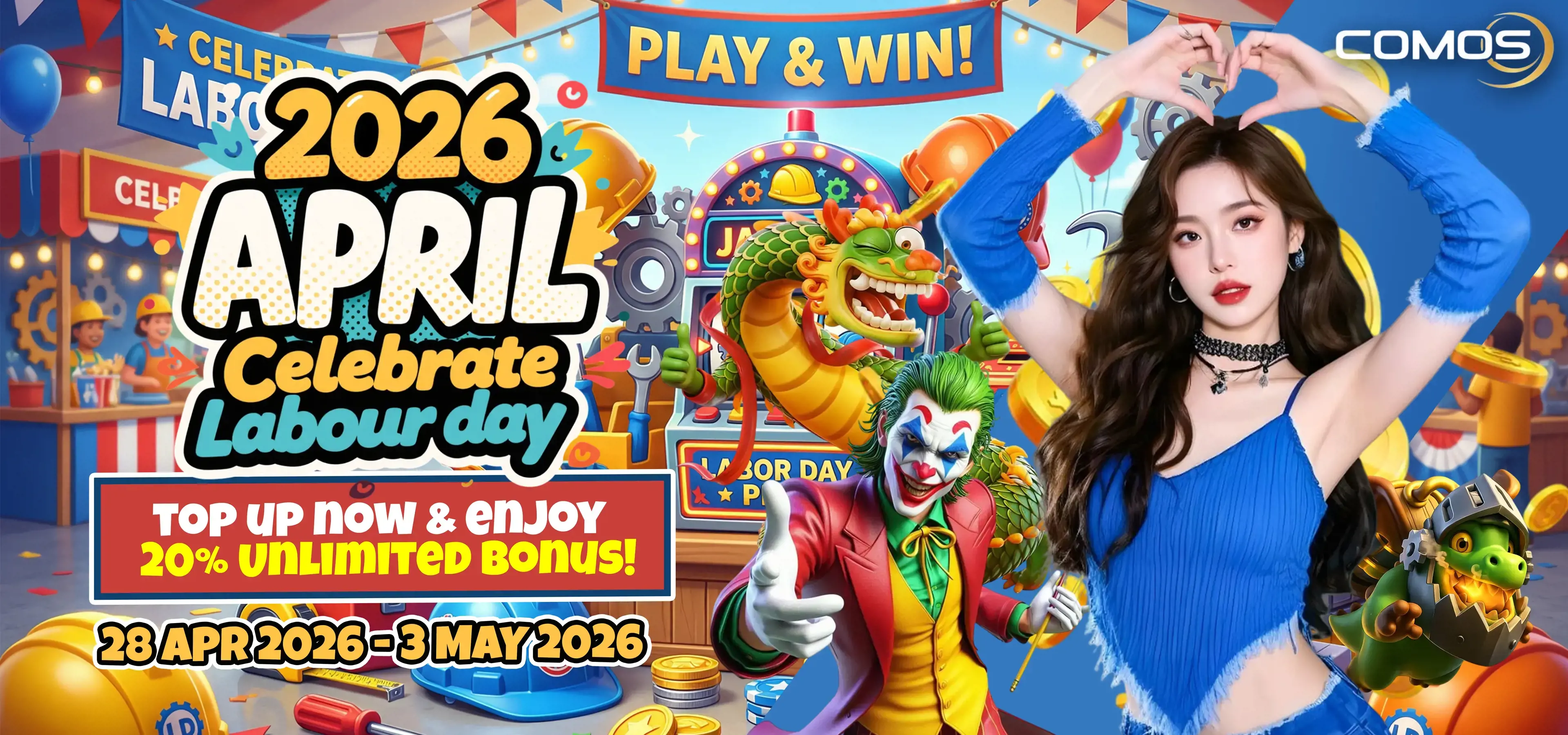2026 APRIL Celebrate Labour Day top up now & enjoy a 20% Unlimited Bonus! ( Valid On 28th April 2026 - 3rd May 2026 )