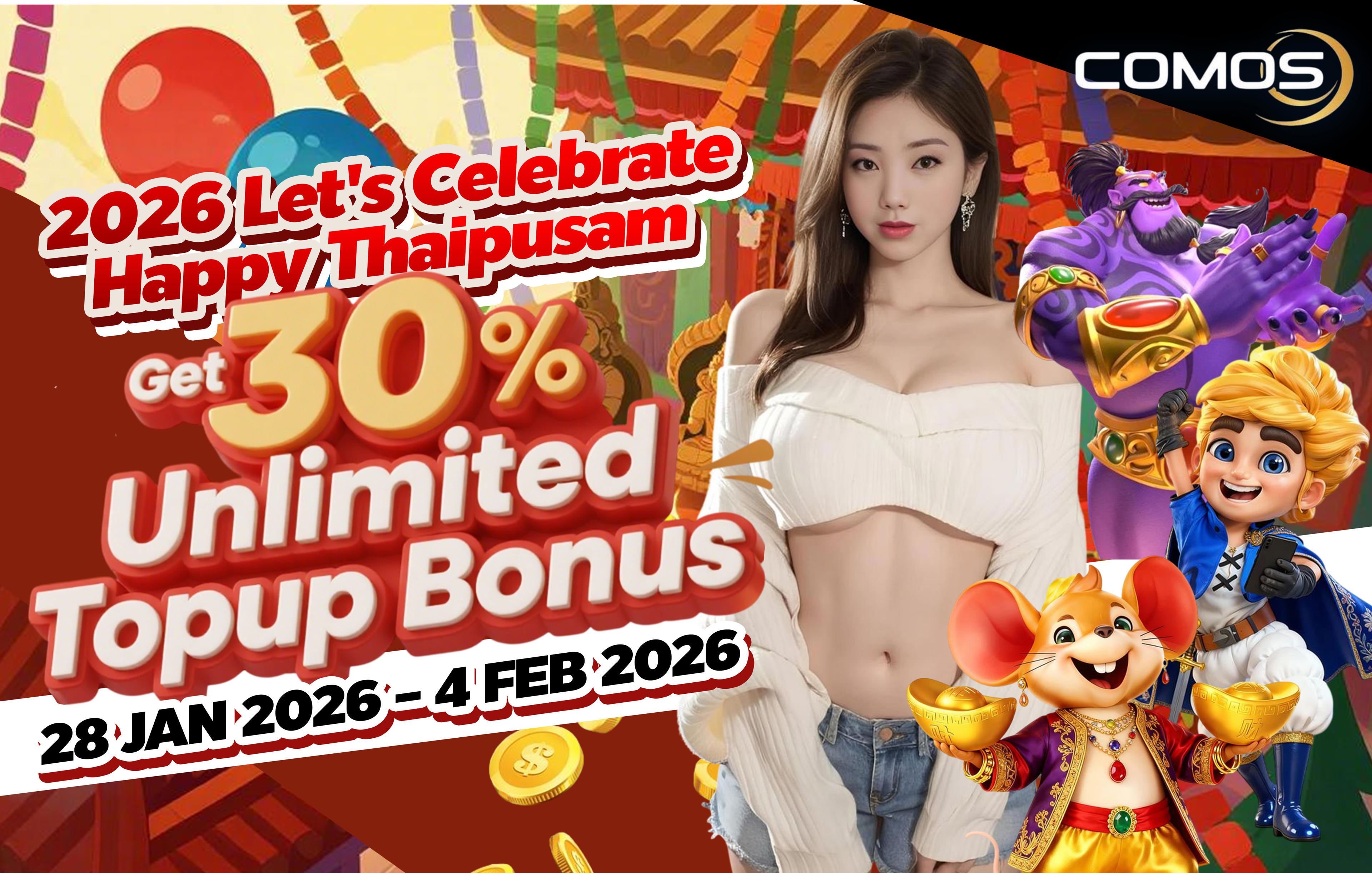 2026 Let's Celebrate Happy Thaipusam ! Get 30% Unlimited Topup Bonus ！！！( Valid On 28th Jan 2026 - 4th Feb 2026 )